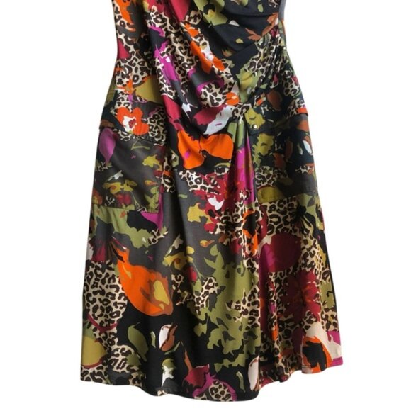 Max Mara Floral Jersey Dress Multicolor Wrap Style Small - Picture 4 of 14